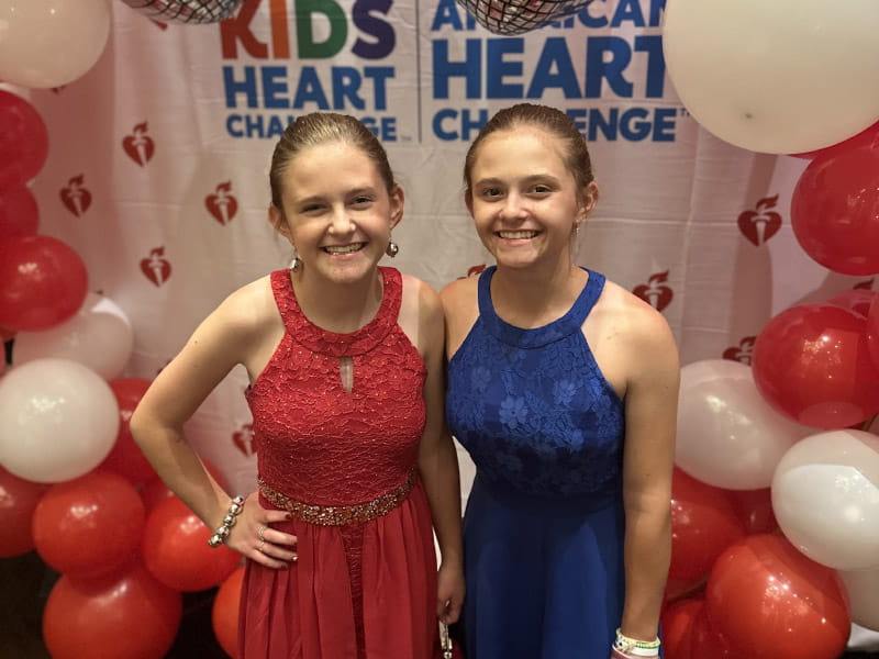 Sykesville Middle School students Sophia (left) and Mia Ferraro met with AHA staff members last August to promote the Kids Heart Challenge and American Heart Challenge. The twin sisters love volunteering and speaking to other kids about the importance of the challenges during kickoff assemblies at schools across Maryland. (Photo courtesy of Jennifer Ferraro)