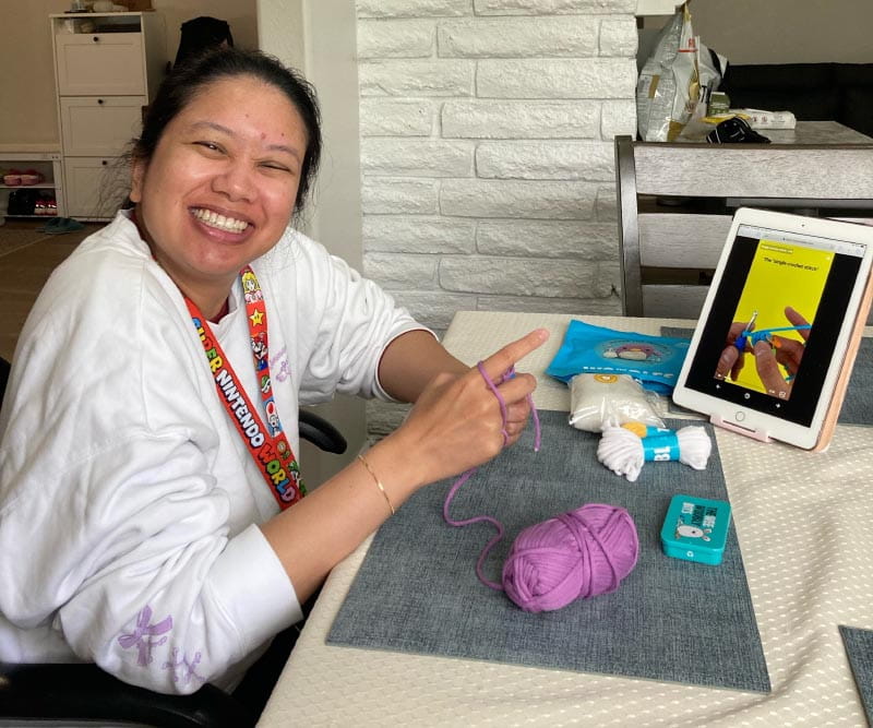 Precious Guan is learning how to crochet. (Photo courtesy of Precious Guan)