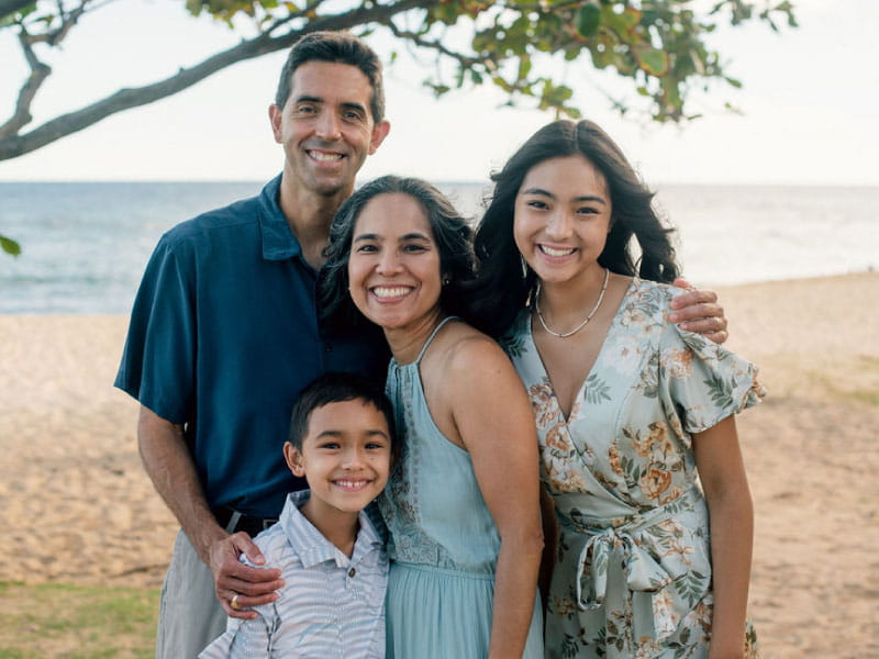 Arrhythmia survivor Jackie Ng-Osorio with her family. From left: Husband Kane, son Tobias, Jackie and daughter Petra. (Photo courtesy of Jackie Ng-Osorio)