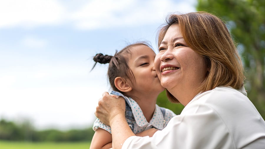 Grandmother and granddaughter