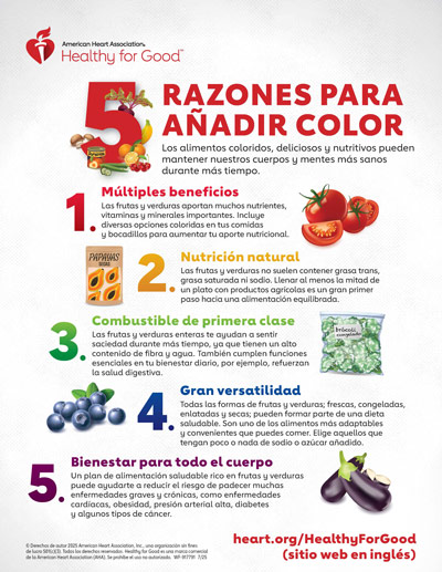5 reasons to add color infographic in Spanish