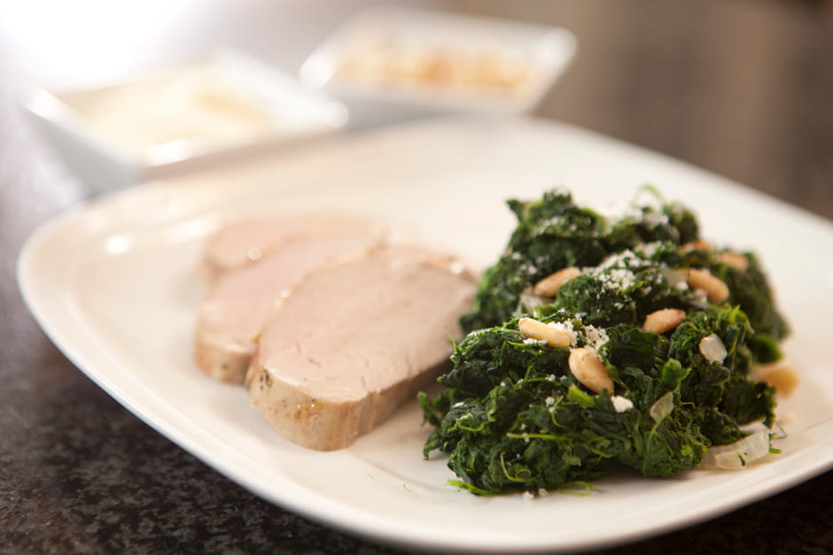 Pork Tenderloin and Spinach with Parmesan
