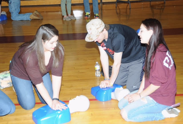 Ashley Dumais at her high school's CPR training event in April.