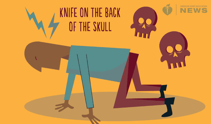 Knife on the back of the skull.