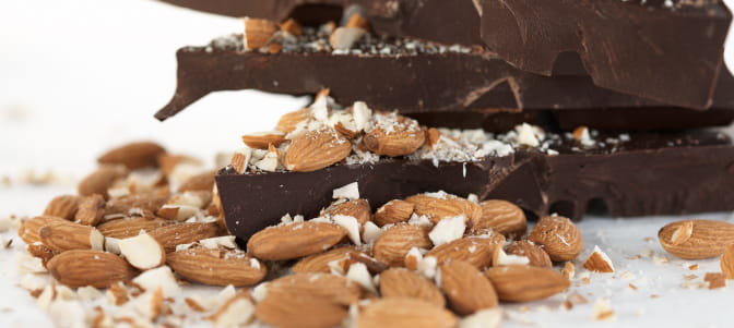 dark chocolate and almonds