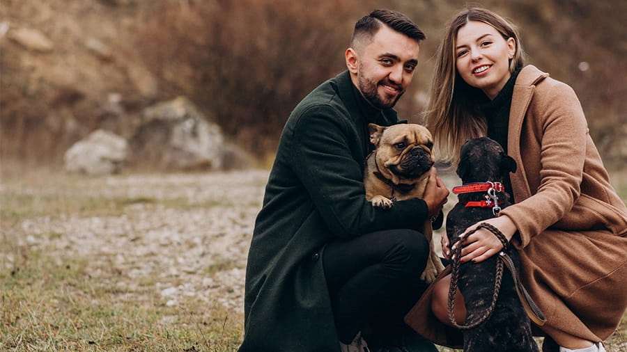 Young couple with 2 dogs