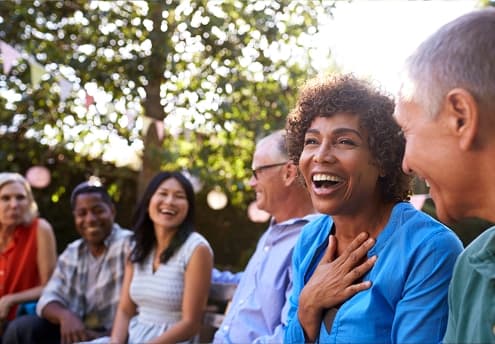 diverse group of friends outdoors