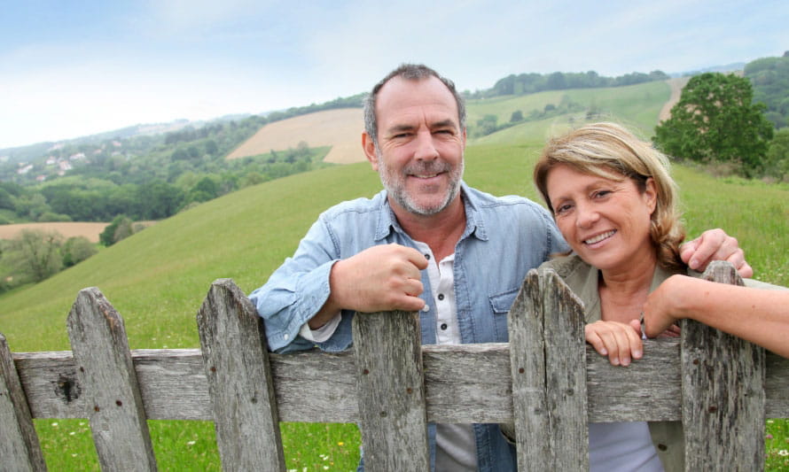 portait of rural couple outdoors in country