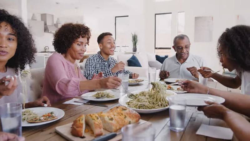 Family having dinner