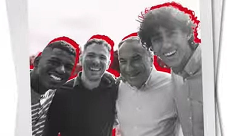 Screen Capture from Men’s heart health matters at every age video showing four diverse happy men
