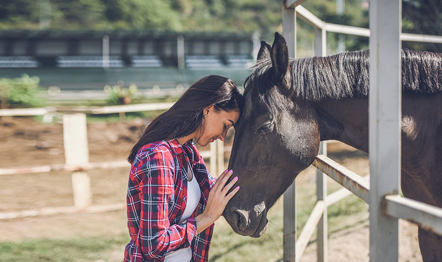 woman hugs horse GettyImages-1047644054