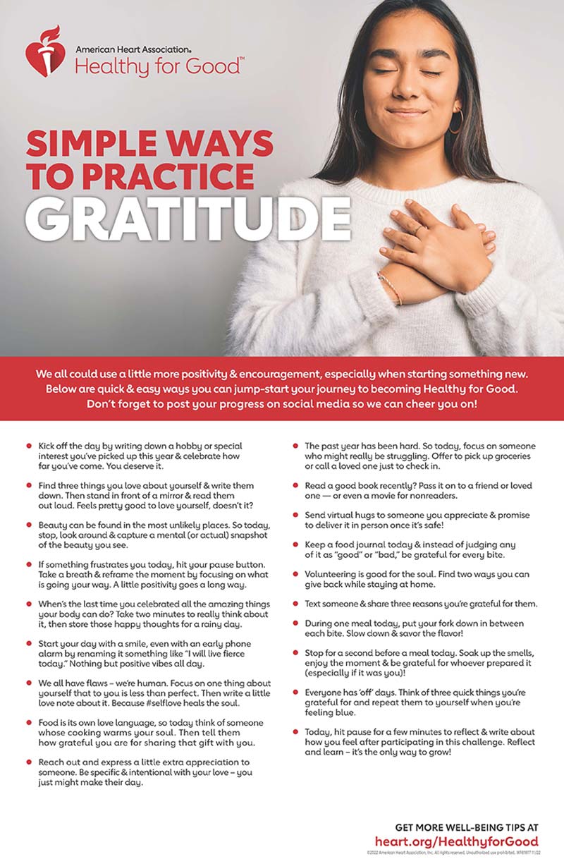 Simple ways to practice gratitude infographic