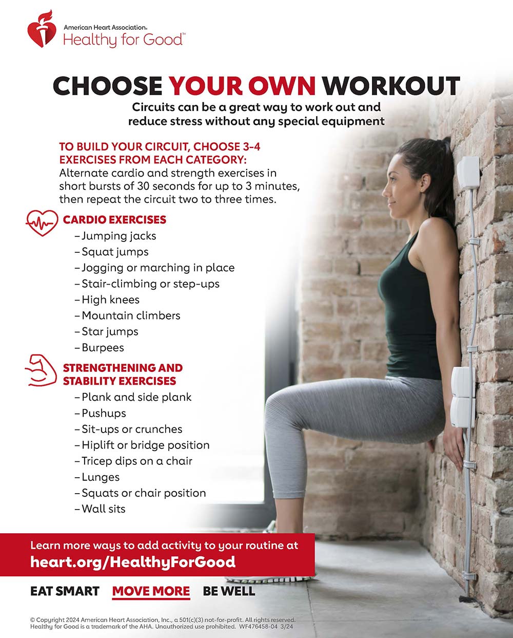 Create a Circuit Home Workout Infographic American Heart Association