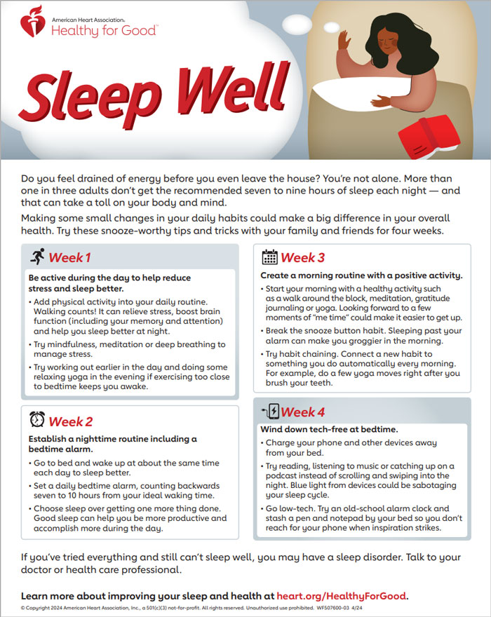 Sleep Well Infographic  American Heart Association