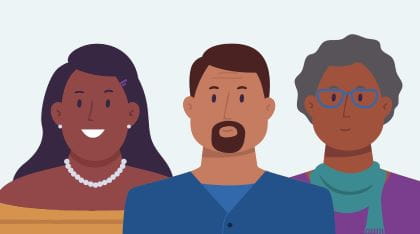 illustration of three racially diverse adults