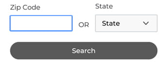 small screenshot showing zip code and state entry boxes with search button