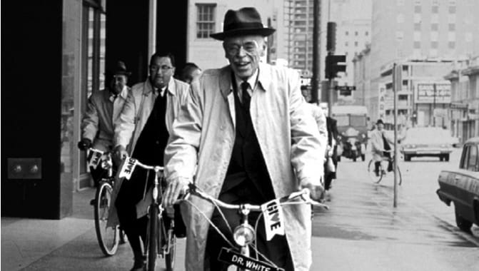 Paul Dudley White Riding Bike 