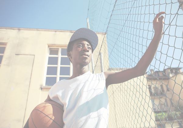 Young boy with basketball