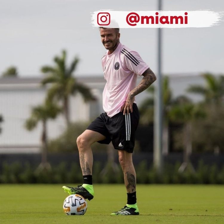David Beckham with a soccer ball