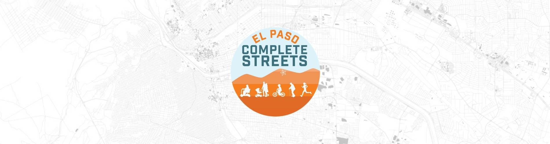El Paso map with El Paso Complete Streets branded logo