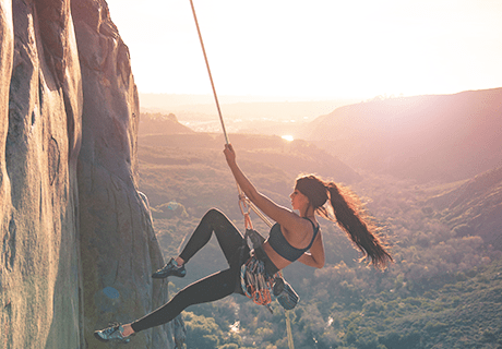 female rock climber in San Diego