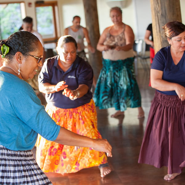 Hula instructor leading class