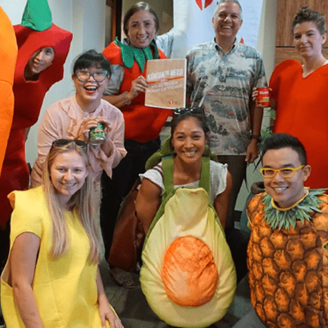 Kokua team in vegetable costumes Kokua team in vegetable costumes