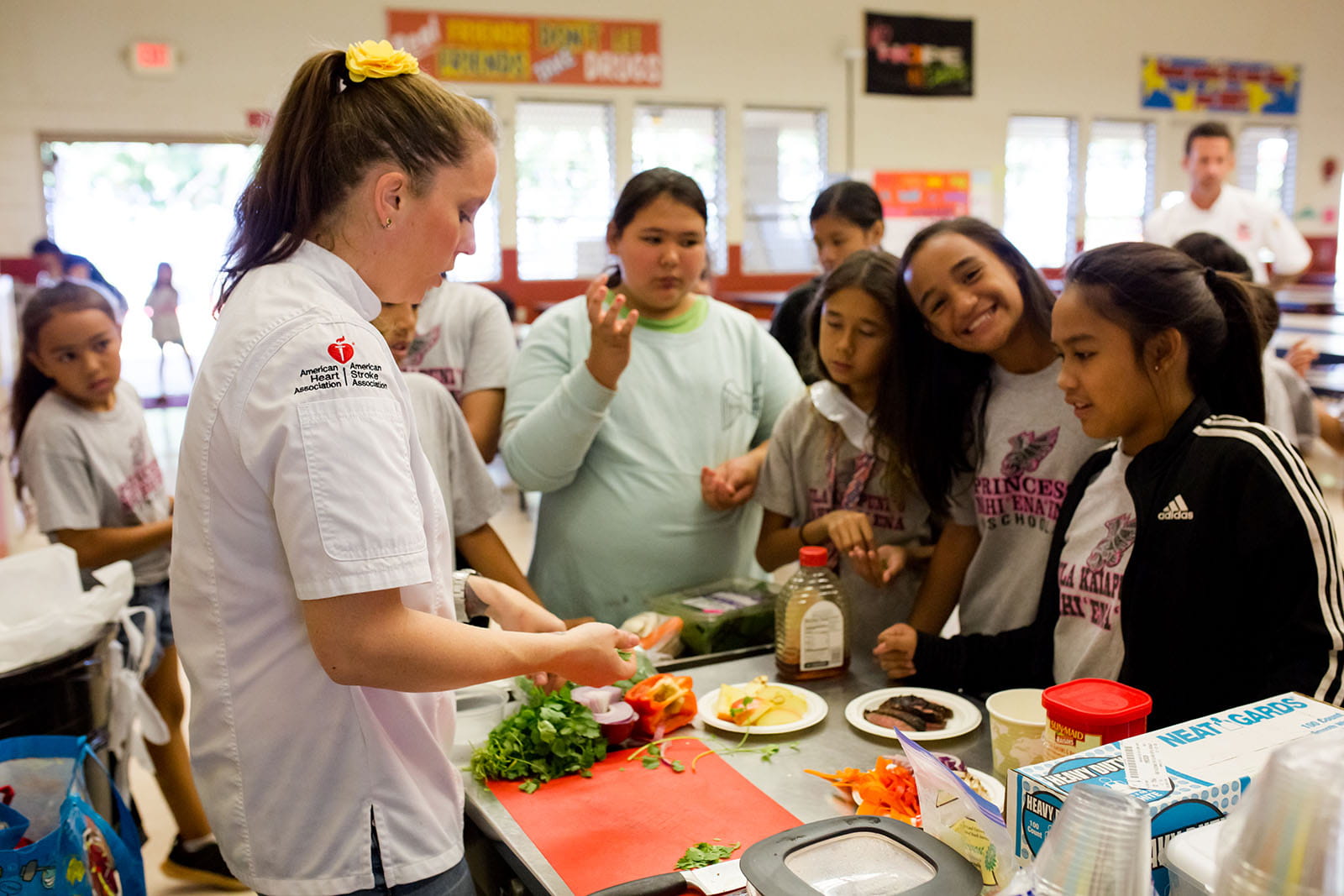 Maui Kids Cook With Heart Chef Betty with kids