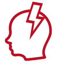 head with lightening bolt icon