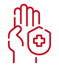 hand with health shield prevention icon