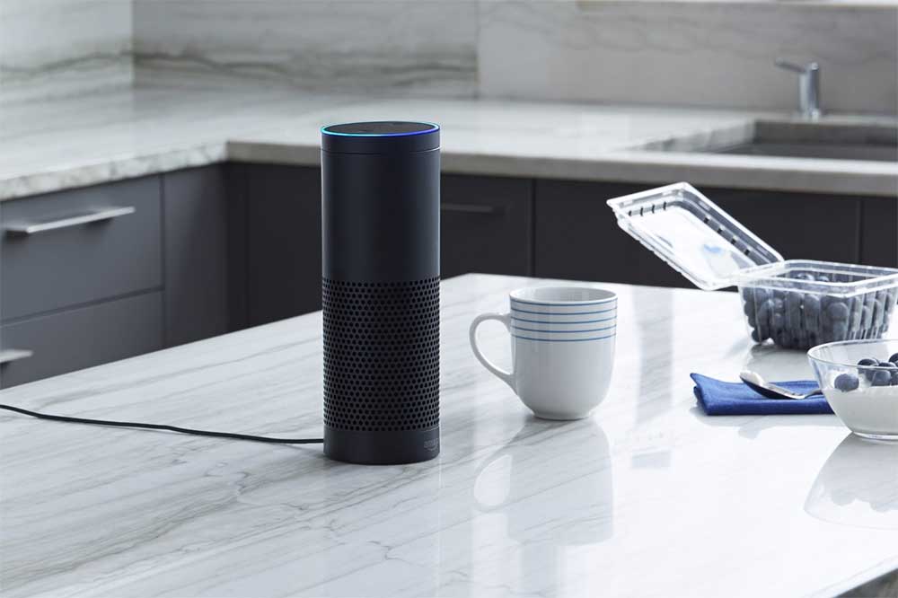 Amazon Alexa on kitchen countertop