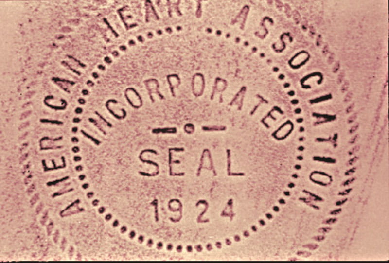 The seal from the AHA's certificate of incorporation. (American Heart Association archives)