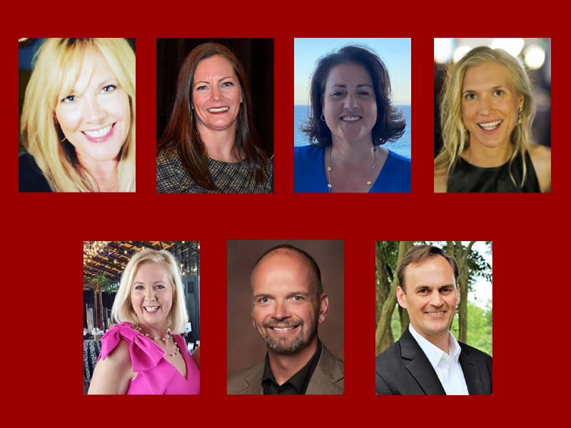 American Heart Association staffers and recipients of the 2022 Earl B. Beagle Award for Staff Excellence (clockwise, from top left) Dawn Allenbaugh, Paisley Payton, Kim Adams, Kyle Bright, Jason Shields, Bill Repke and Abby Bartley.