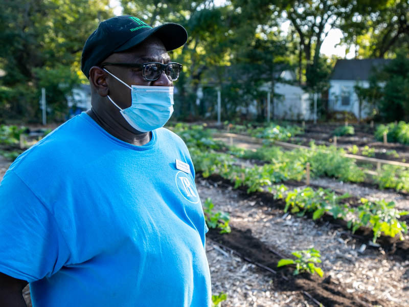 Master gardener Tyrone Day is instrumental in Restorative Farms' mission to educate the community as well as provide jobs, vocational training, seedlings, soil and support to grow fresh vegetables. (Photo courtesy of Restorative Farms)