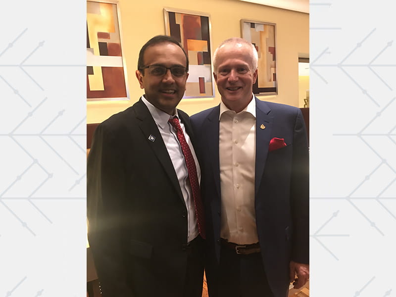 Dr. Manesh Patel with his mentor and friend, Dr. Bob Harrington, at Scientific Sessions in 2019