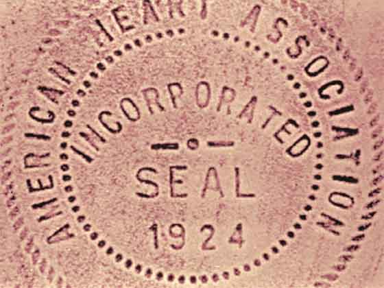 American Heart Association incorporation seal from 1924