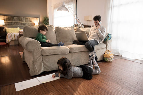 Family relaxing at home