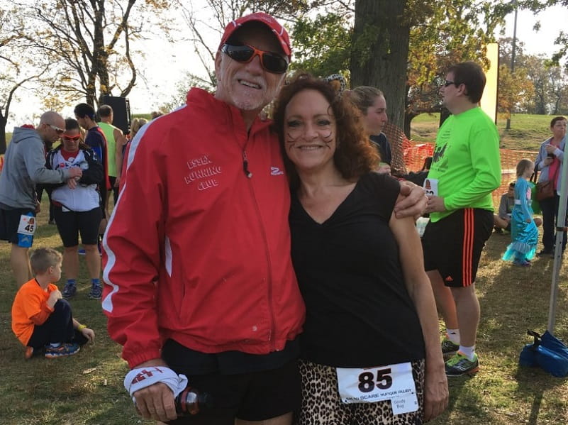 Tom and Martta Kelly after a Halloween 5K near their home in New Jersey. (Photo courtesy of Martta Kelly)