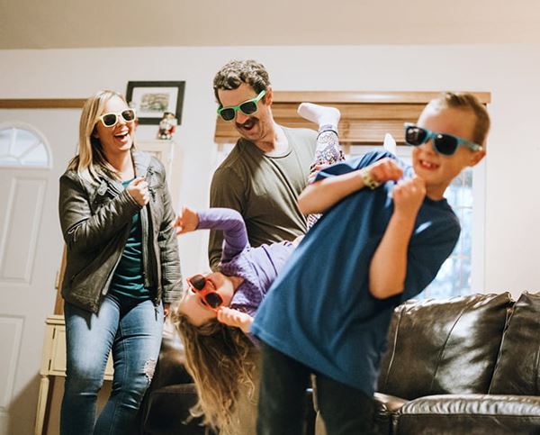 family playing indoors