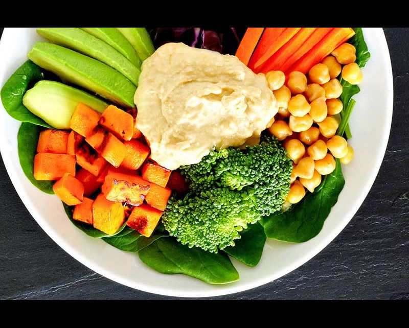 hummus and vegetables