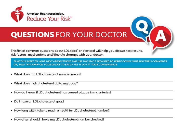 Questions for your doctor sheet