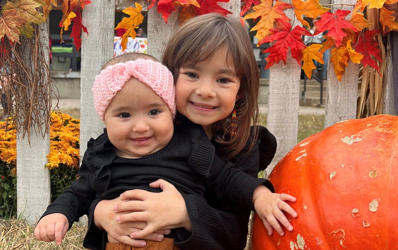 Sloan and Scarlett at pumpkin patch