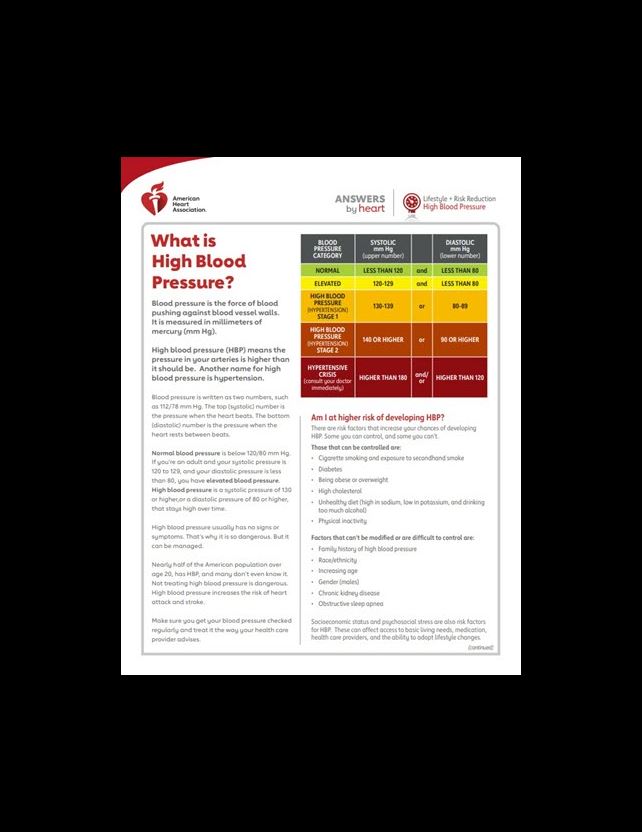 What is high blood pressure Answers by Heart sheet