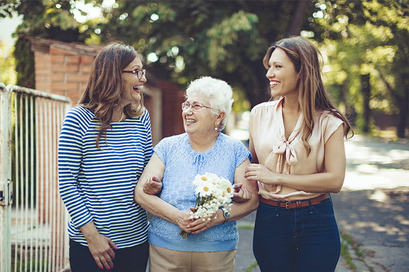 young women with grandmother