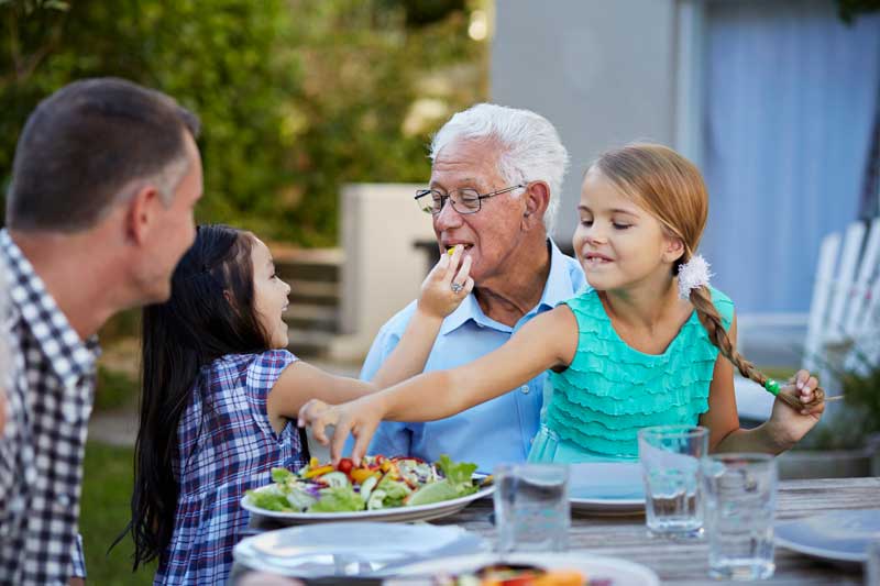 picnic with grandpa and his grandkids