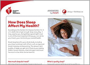 How does sleep affect my health sheet