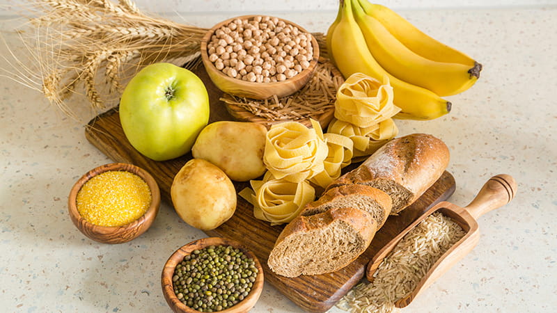 Selection of complex carbohydrates sources on wood background