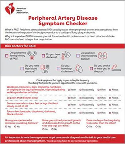 Peripheral Artery Disease symptoms checker