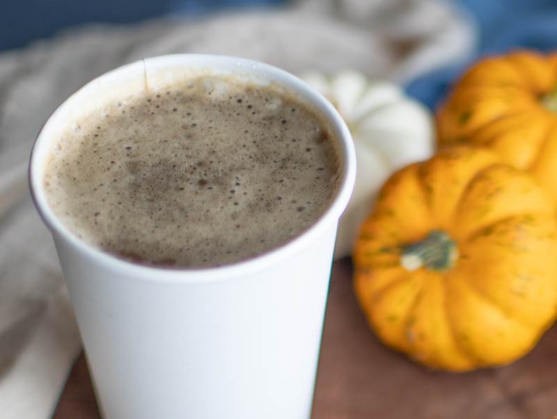 Hot drink with mini-pumpkin