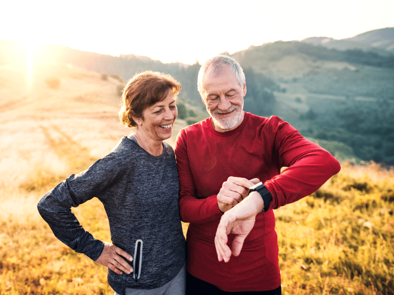 Older couple hiking. (Halfpoint Images, Getty Images)